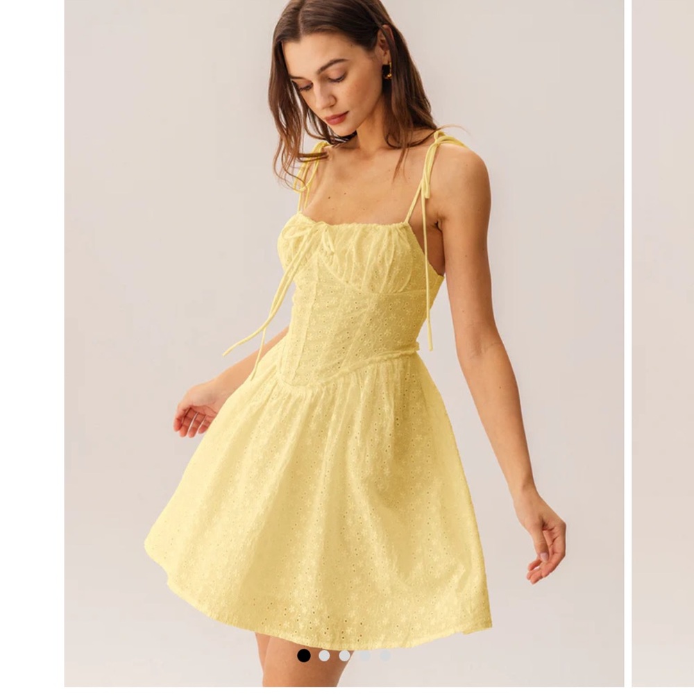 RIHOAS Yellow Ruched Corset Slip Mini Dress